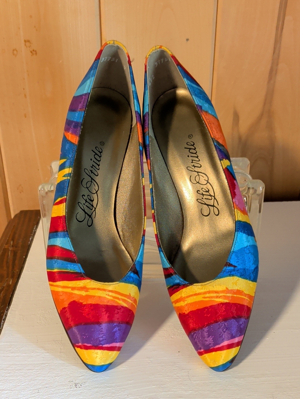 Rainbow Satin Kitten Heels - Picture 2 of 5